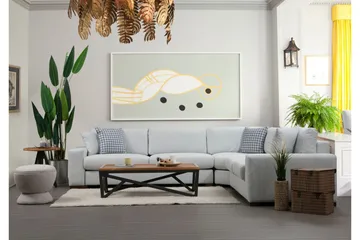 Huelva Højrevendt L-formet Hjørnesofa 322 cm i Stof med Brede Armlæn - Beige - Møbler - Sofaer - Hjørnesofa