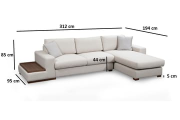 Huelva Højrevendt L-formet Sofa med Chaiselong 312 cm i Stof - Beige - Møbler - Sofaer - Sofa med chaiselong