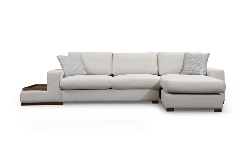Huelva Højrevendt L-formet Sofa med Chaiselong 312 cm i Stof, Beige