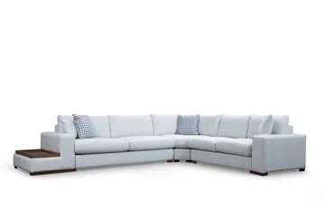 Huelva Venstrevendt L-formet Hjørnesofa 363 cm i Stof med Sidebord - Beige - Møbler - Sofaer - Hjørnesofa