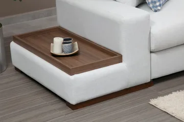 Huelva Venstrevendt L-formet Hjørnesofa 363 cm i Stof med Sidebord - Beige - Møbler - Sofaer - Hjørnesofa