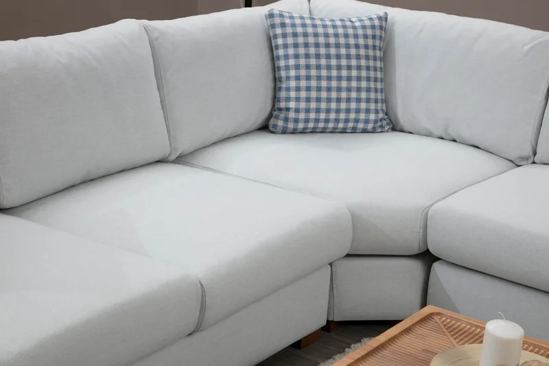 Huelva Venstrevendt L-formet Hjørnesofa 363 cm i Stof med Sidebord - Beige - Møbler - Sofaer - Hjørnesofa