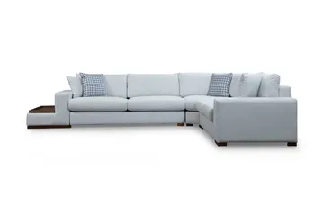 Huelva Venstrevendt L-formet Hjørnesofa 363 cm i Stof med Sidebord - Beige - Møbler - Sofaer - Hjørnesofa