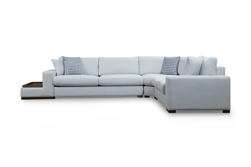 Huelva Venstrevendt L-formet Hjørnesofa 363 cm i Stof med Sidebord, Beige