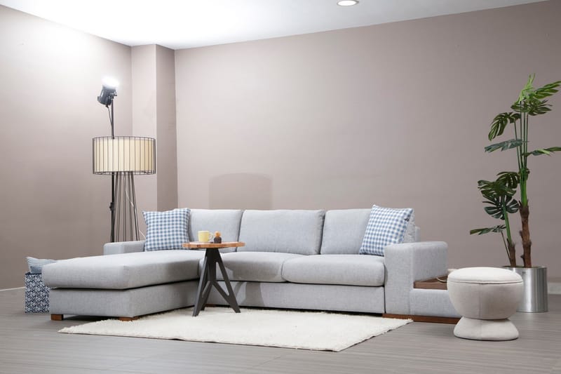 Huelva Venstrevendt L-formet Sofa med Chaiselong 332 cm i Stof - Grå - Møbler - Sofaer - Sofa med chaiselong