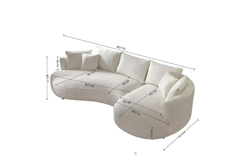 Hungirr Sofa med divan 4-personers - Hvid - Møbler - Sofaer - Sofa med chaiselong