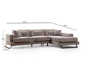 Jaraad Chaiselongsofa 3-personers - Grå - Møbler - Sofaer - Sofa med chaiselong - 3 personers sofa med chaiselong