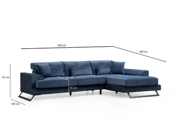 Jaraad Chaiselongsofa 3-personers - Blå - Møbler - Sofaer - Sofa med chaiselong