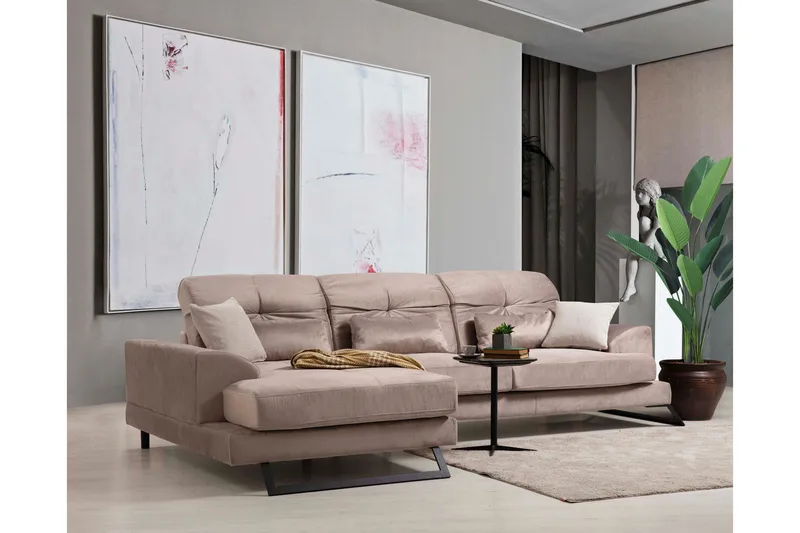 Jaraad Chaiselongsofa Højre - Beige/Sort - Møbler - Sofaer - Sofa med chaiselong