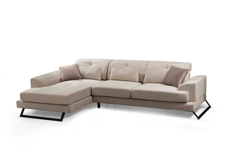 Jaraad Chaiselongsofa Højre - Beige/Sort - Sofa med chaiselong - 4 personers sofa med chaiselong