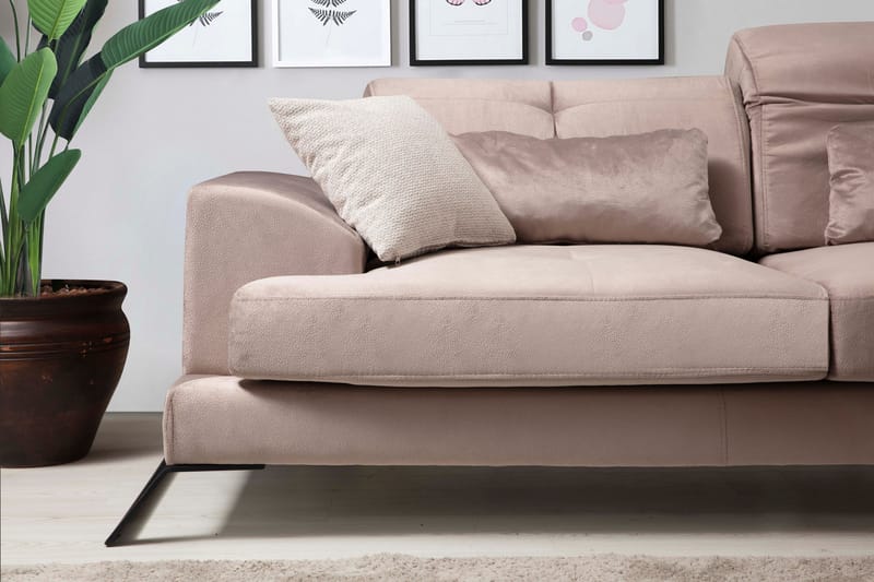 Jaraad Chaiselongsofa Højre - Beige/Sort - Sofa med chaiselong - 4 personers sofa med chaiselong