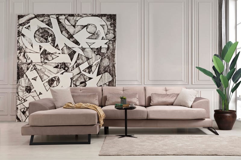 Jaraad Chaiselongsofa Højre - Beige/Sort - Møbler - Sofaer - Sofa med chaiselong