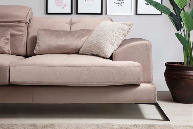 Jaraad Chaiselongsofa Højre - Beige/Sort - Sofa med chaiselong - 4 personers sofa med chaiselong