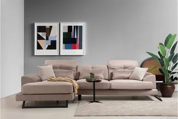 Jaraad Chaiselongsofa Højre - Beige/Sort - Møbler - Sofaer - Sofa med chaiselong