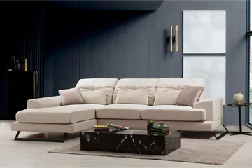 Jaraad Chaiselongsofa Højre - Beige/Sort - Møbler - Sofaer - Sofa med chaiselong