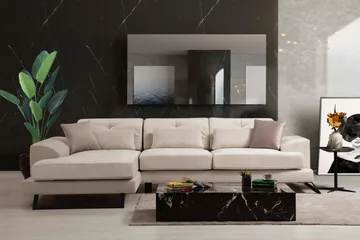 Jaraad Chaiselongsofa Højre - Beige/Sort - Møbler - Sofaer - Sofa med chaiselong