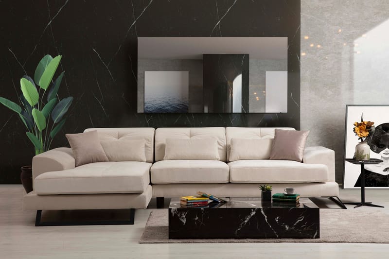 Jaraad Chaiselongsofa Højre - Beige/Sort - Møbler - Sofaer - Sofa med chaiselong