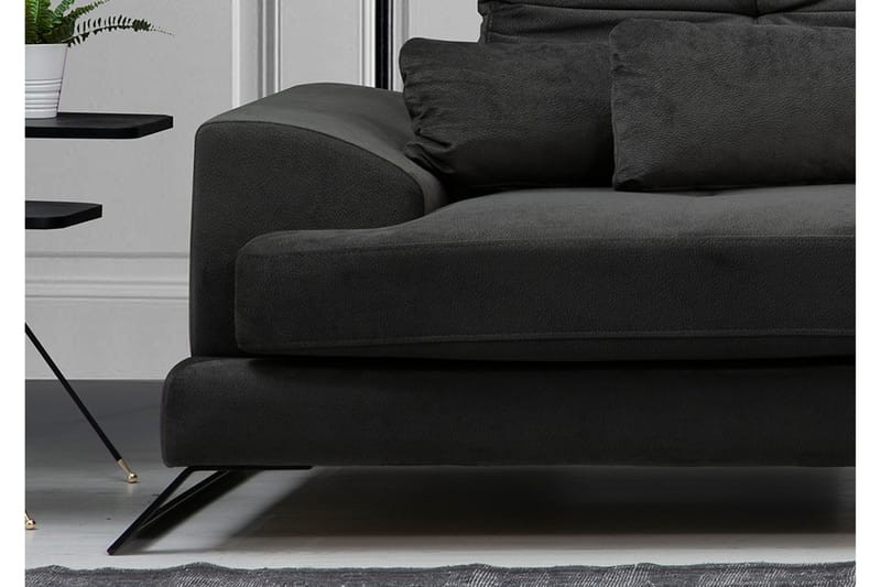 Jaraad Hjørnesofa med Chaiselong Højre - Sort - Møbler - Sofaer - Sofa med chaiselong