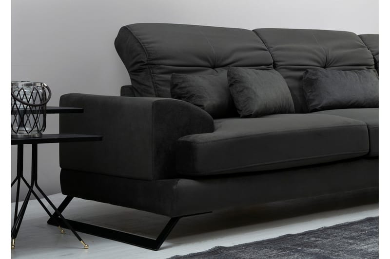 Jaraad Hjørnesofa med Chaiselong Højre - Sort - Møbler - Sofaer - Sofa med chaiselong