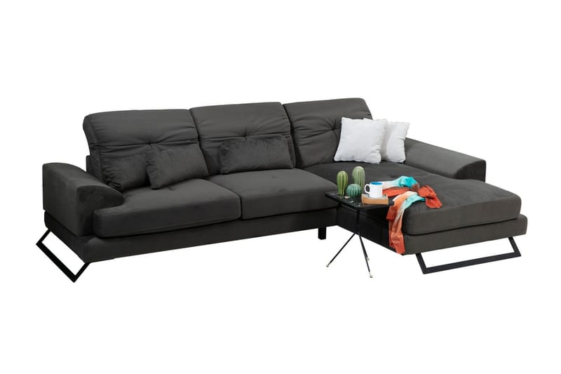 Jaraad Hjørnesofa med Chaiselong Højre - Sort - Møbler - Sofaer - Sofa med chaiselong