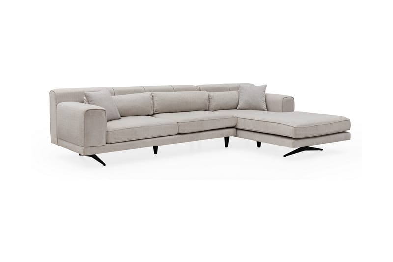 Jivago Chaiselongsofa Højre - Beige/Sort - Sofa med chaiselong - 4 personers sofa med chaiselong