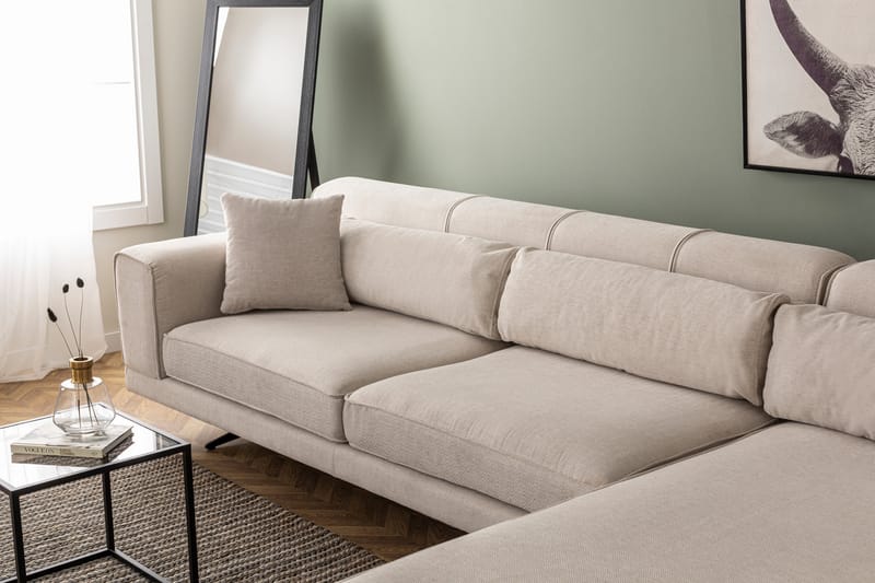 Jivago Chaiselongsofa Højre - Beige/Sort - Sofa med chaiselong - 4 personers sofa med chaiselong