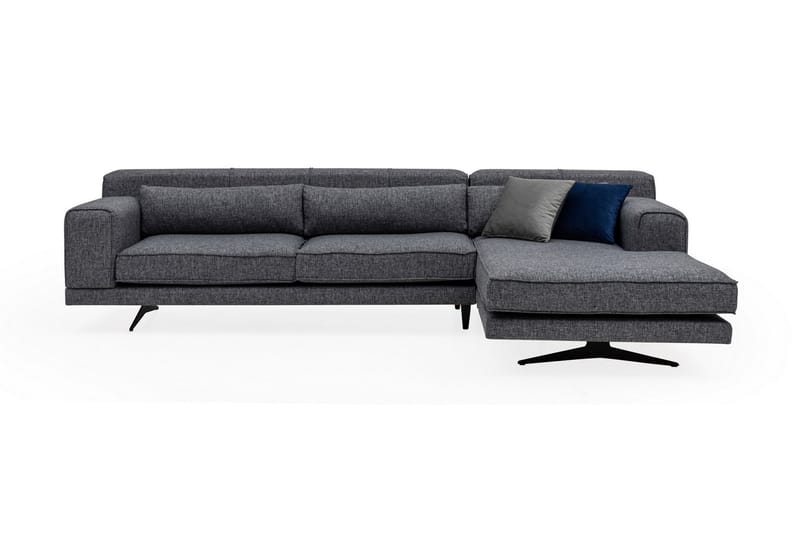 Jivago Chaiselongsofa Højre - Grå/Sort - Sofa med chaiselong - 4 personers sofa med chaiselong