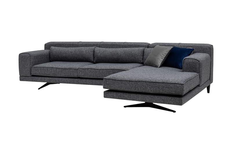 Jivago Chaiselongsofa Højre - Grå/Sort - Sofa med chaiselong - 4 personers sofa med chaiselong