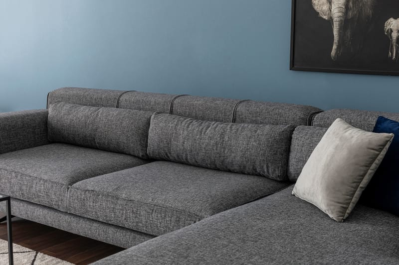 Jivago Chaiselongsofa Højre - Grå/Sort - Sofa med chaiselong - 4 personers sofa med chaiselong