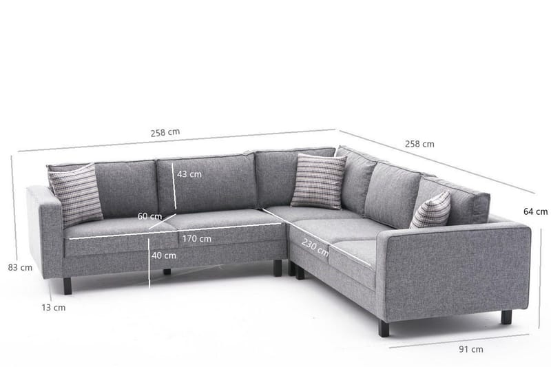 Kaletea Sofa m. Chaiselong 4-Pers. - Grå - Møbler - Sofaer - Hjørnesofa - Hjørnesofa med chaiselong