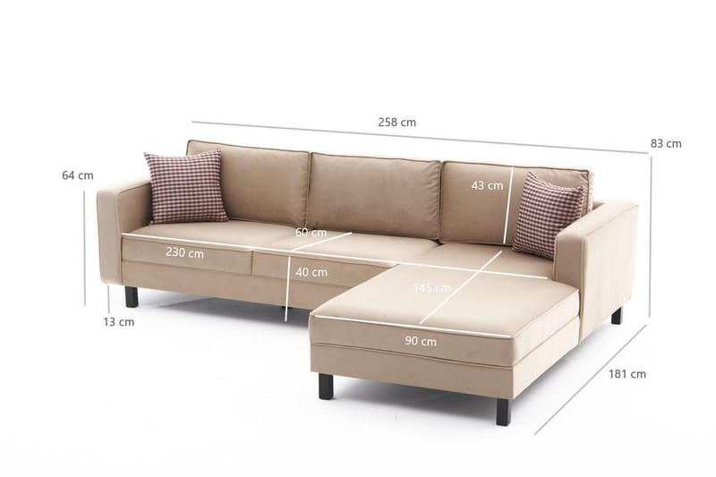 Kaletea Sofa m. Chaiselong 4-Pers. - Beige - Sofa med chaiselong - 4 personers sofa med chaiselong