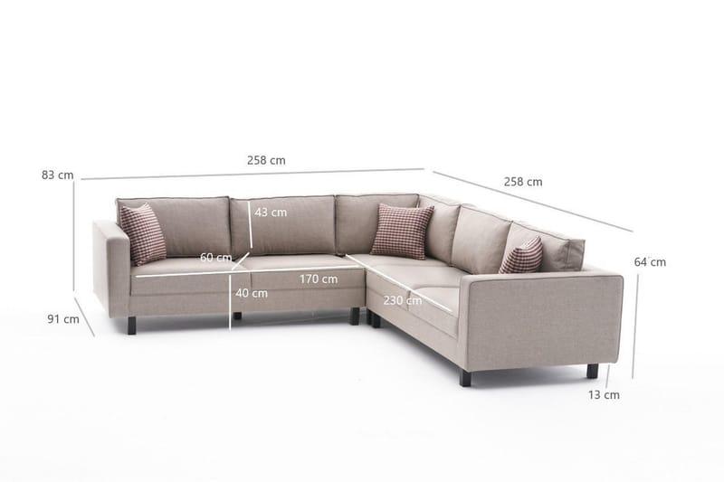 Kaletea Sofa m. Chaiselong 4-Pers. - Cream - Sofa med chaiselong - 4 personers sofa med chaiselong