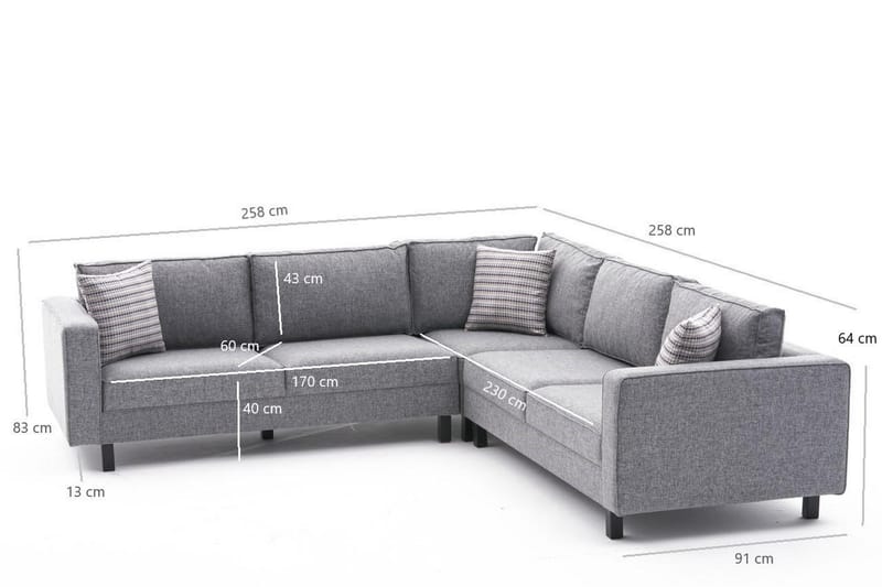 Kaletea Sofa m. Chaiselong 4-Pers. - Grå - Sofa med chaiselong - 4 personers sofa med chaiselong