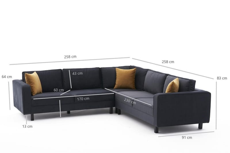 Kaletea Sofa m. Chaiselong 4-Pers. - Mørkegrå - Sofa med chaiselong - 4 personers sofa med chaiselong