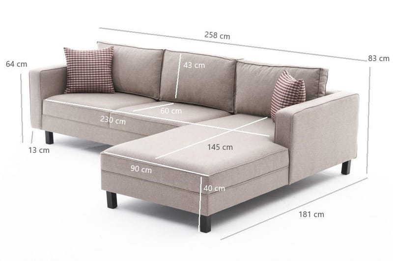 Kaletea Sofa m. Chaiselong 4-Pers. - Cream - Sofa med chaiselong - 4 personers sofa med chaiselong