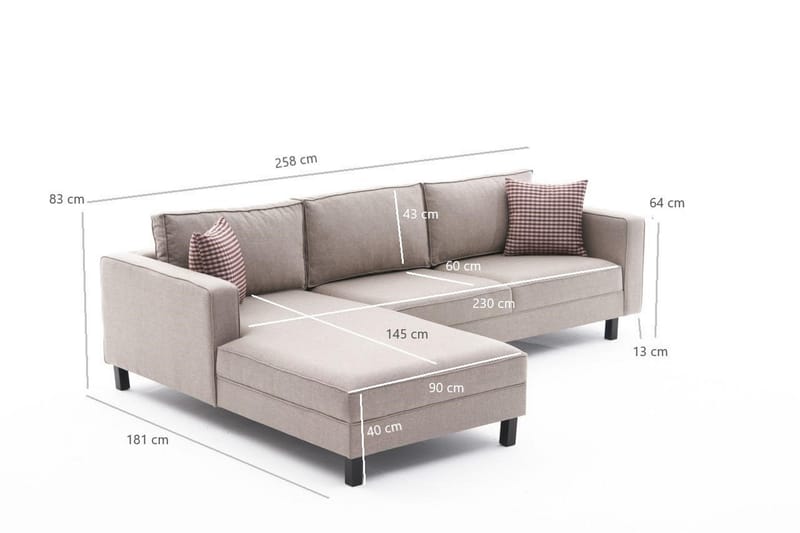 Kaletea Sofa m. Chaiselong 4-Pers. - Cream - Møbler - Sofaer - Sofa med chaiselong
