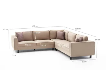 Kaletea Sofa m. Chaiselong 4-Pers. - Beige - Møbler - Sofaer - Hjørnesofa