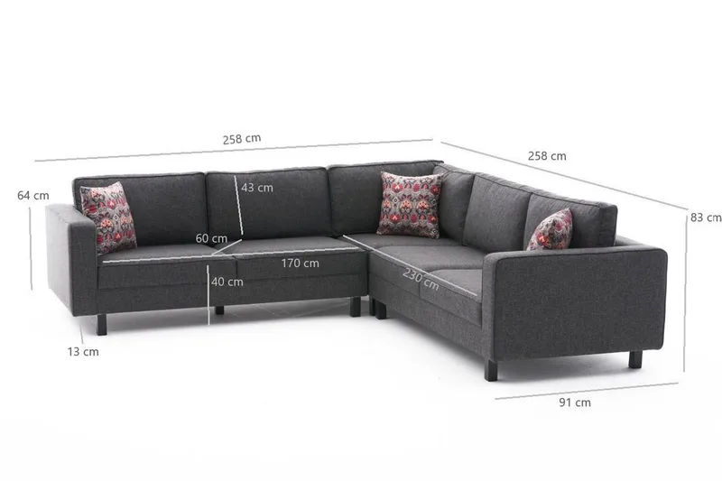 Kaletea Sofa m. Chaiselong 4-Pers. - Antracit - Møbler - Sofaer - Hjørnesofa - Hjørnesofa med chaiselong