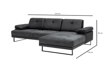 Kitimat 3-personers Højrevendt L-formet Sofa med Chaiselong 314 cm i Stof - Grå - Møbler - Sofaer - Sofa med chaiselong
