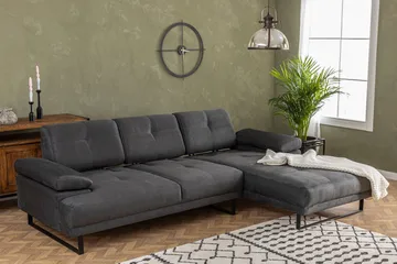 Kitimat 3-personers Højrevendt L-formet Sofa med Chaiselong 314 cm i Stof - Grå - Møbler - Sofaer - Sofa med chaiselong