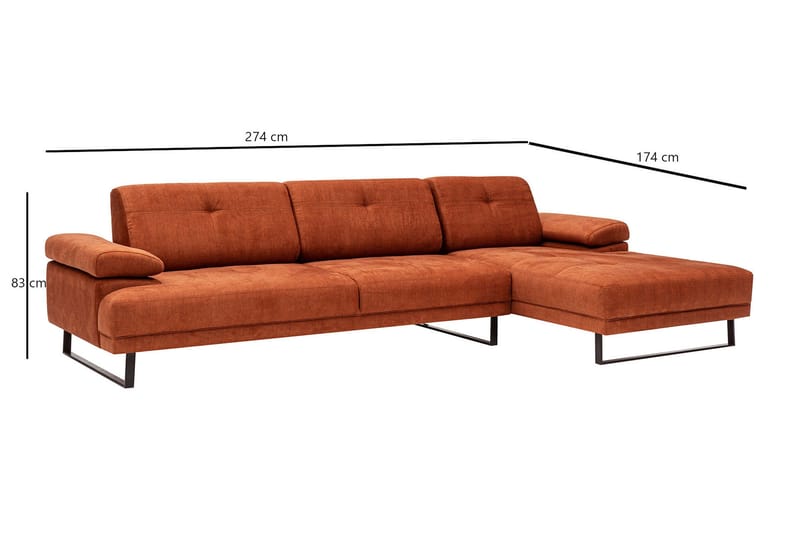 Kitimat Chaiselongsofa 3-personers - Orange - Møbler - Sofaer - Sofa med chaiselong - 3 personers sofa med chaiselong