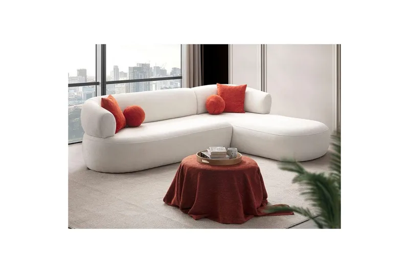 Kollumber Sofa med divan 3-personers - Hvid - Møbler - Sofaer - Sofa med chaiselong