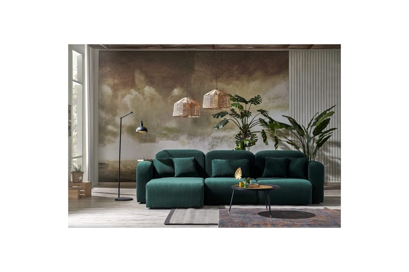 Kyrel Sofa med Divan 4-sits, Grøn