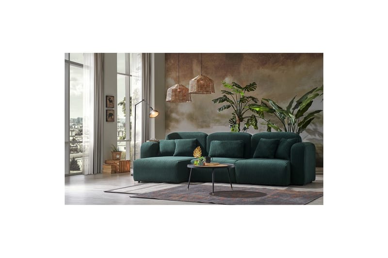 Kyrel Sofa med Divan 4-sits - Grøn - Møbler - Sofaer - Sofa med chaiselong