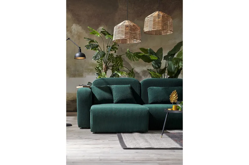 Kyrel Sofa med Divan 4-sits - Grøn - Møbler - Sofaer - Sofa med chaiselong