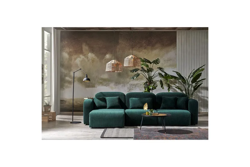 Kyrel Sofa med Divan 4-sits, Grøn