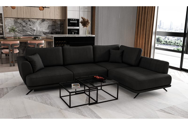 Larde Sofa med Chaiselong Højre - Sofa med chaiselong - Velour sofaer