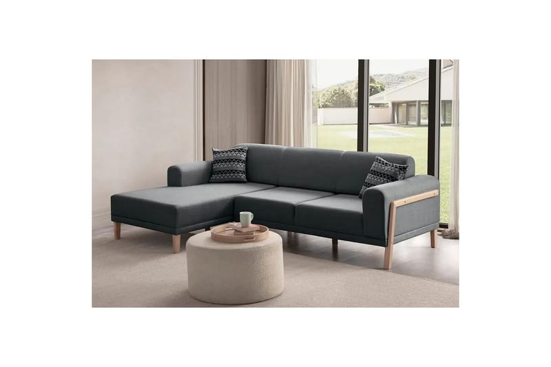 Latrona Sofa med divan 3-personers - Antracit - Møbler - Sofaer - Sofa med chaiselong