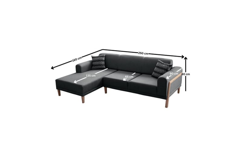 Latrona Sofa med divan 3-personers - Antracit - Møbler - Sofaer - Sofa med chaiselong