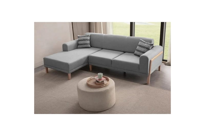 Latrona Sofa med divan 3-personers - Grå - Møbler - Sofaer - Sofa med chaiselong